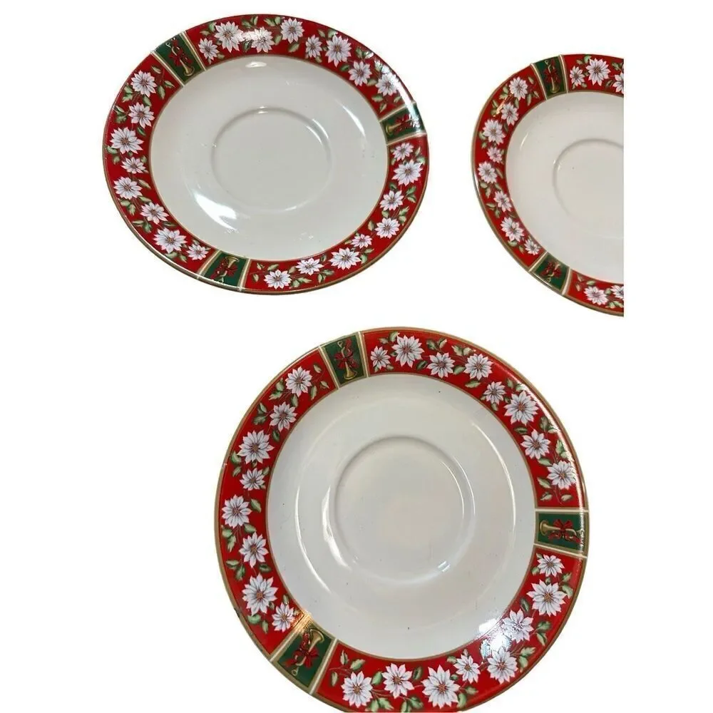 Charlton Hall Classic Traditions Christmas - Set of 4 Saucers‎ Vintage